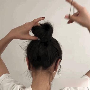 真头发做大丸子头一分钟够用了!