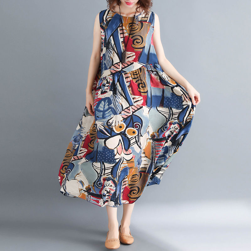 难怪150斤婆婆不愿穿真丝了!这样的棉麻裙果然更减龄，贼嫩美