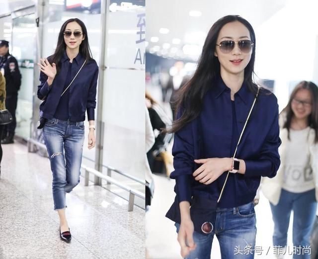 韩雪一身精装打扮现身机场，高跟配长裙显优雅又大气，女人味十足