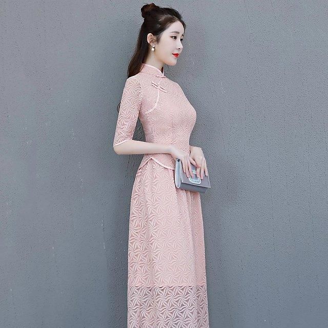 高档品质，优雅气质，花纹精美蕾丝旗袍裙！