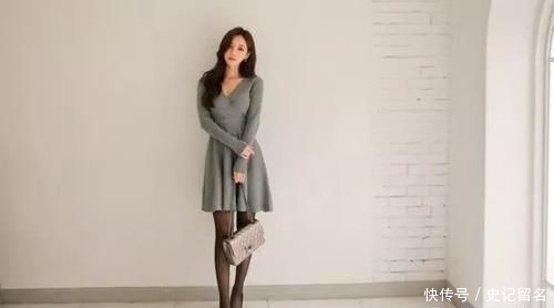 『青灰』美人美图:孙允珠,青灰雅然端淑居家连衣裙!