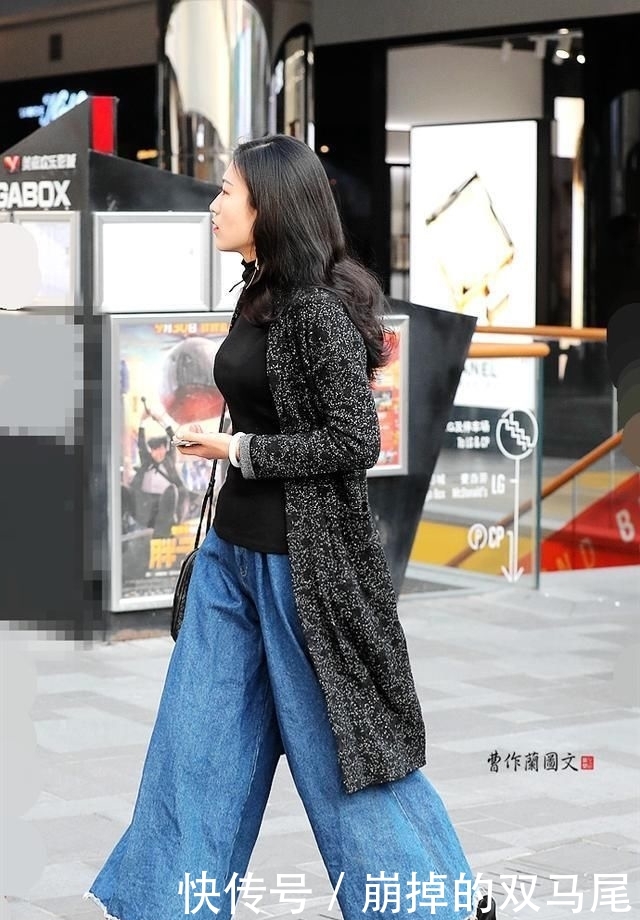  [气质]又肥又短的七分阔腿裤，美女却能穿出高挑颀长还有好气质