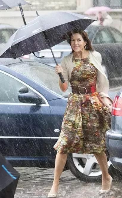各国王妃在下雨天，凯特不顾威廉只管自己，雨中丹麦王妃很惊艳!