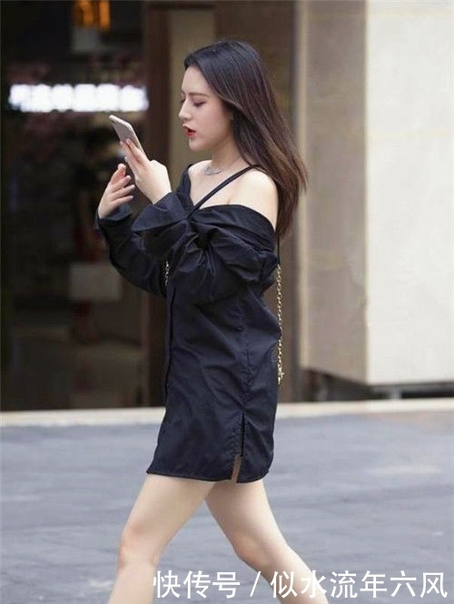 『白皙』街拍:美女时尚的穿搭秀出白皙长腿,长发飘飘,绰约多姿