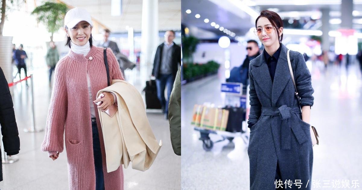 佟丽娅越来越会穿了! 圆领大衣配牛仔裤, 网友: 冬天就你美的不一