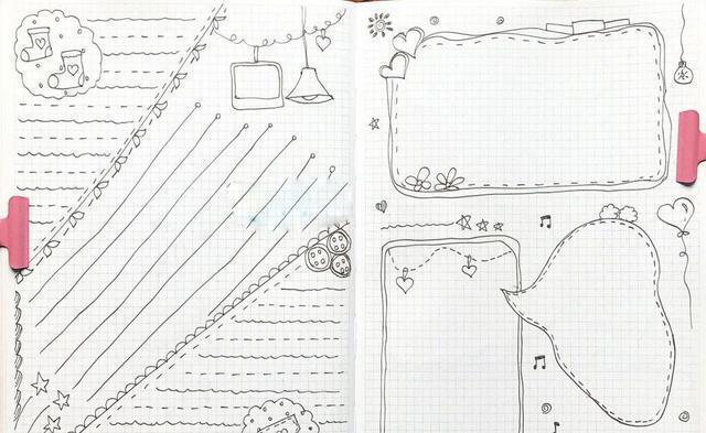 一组黑白线描手抄报，可以直接用也可以DIY涂上颜色，快收藏吧