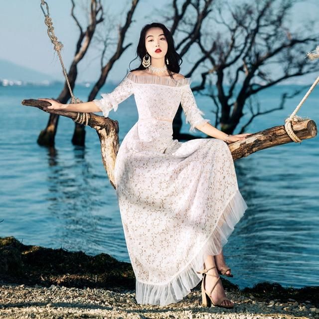 老婆真会穿衣打扮，这些长裙穿身上，肤白嫩美，超显大长腿