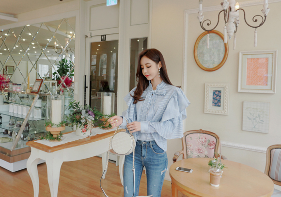 女神孙允珠，谧蓝风信子文艺青春海浪衬衫