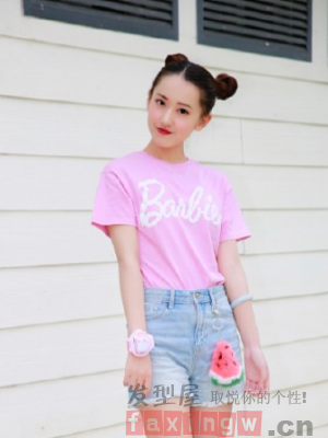 夏季清新甜美女生丸子头 清纯灵动显气质