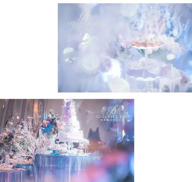  「海洋」神秘海洋风婚礼，用镜子完成海天交接，蓝紫色和白色的浪漫甜蜜