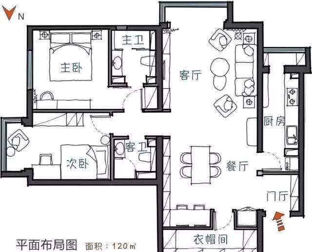  【简约】120㎡混搭风大两居，属于一家三口的自然安静森系小屋