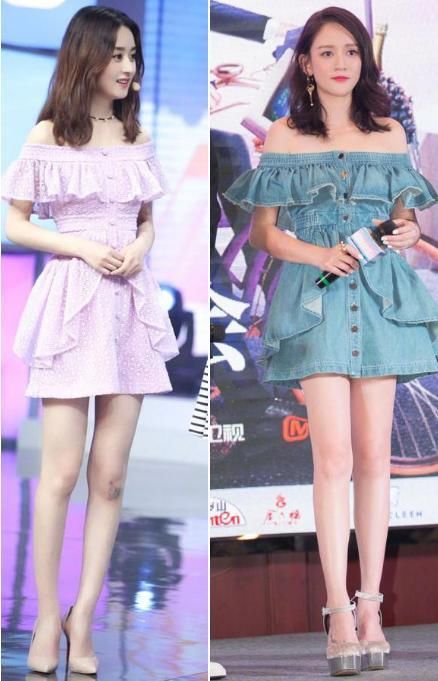 陈乔恩穿3000块牛仔裙依然少女，偏偏撞上赵丽颖，没了PS成这模样