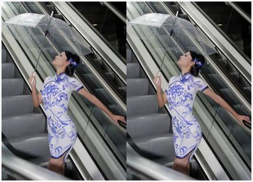 她“穿了”一件旗袍就出门，自信优雅，竟没人发现这是画上去的！