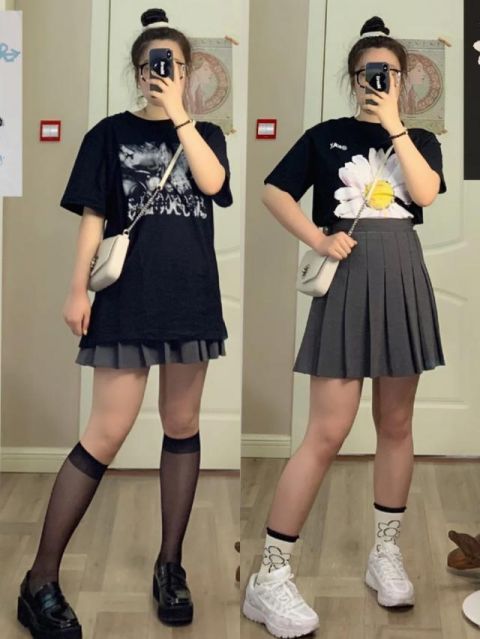  「百褶短裙」微胖妹纸的短裙LOOK，美丽满分