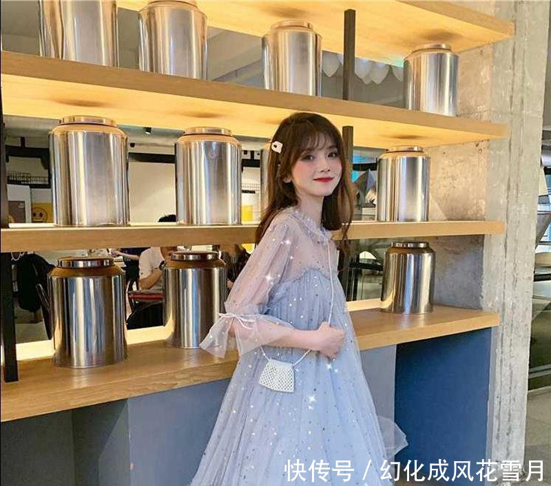 「上身」现在的小姨真会穿！把网纱连衣裙穿上身，真美