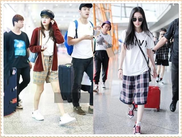 没有孙怡的气质真别穿格子短裤,像张碧晨这样穿成壮汉就尴尬了!