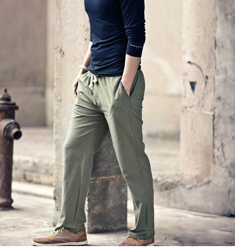 复古中国风，衣男天下旗舰店男士亚麻宽松休闲裤半价39.9元