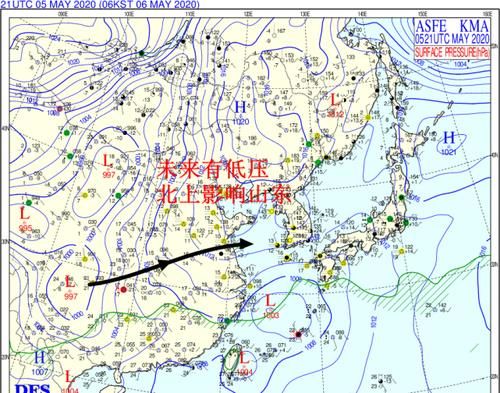  『影响』地面气旋影响，山东明日再次开启大范围降雨，持续时间长强度大