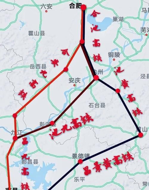  「设计时速350公」合肥和南昌之间将建3条高铁通道，经过3省9市，两地级市成节点
