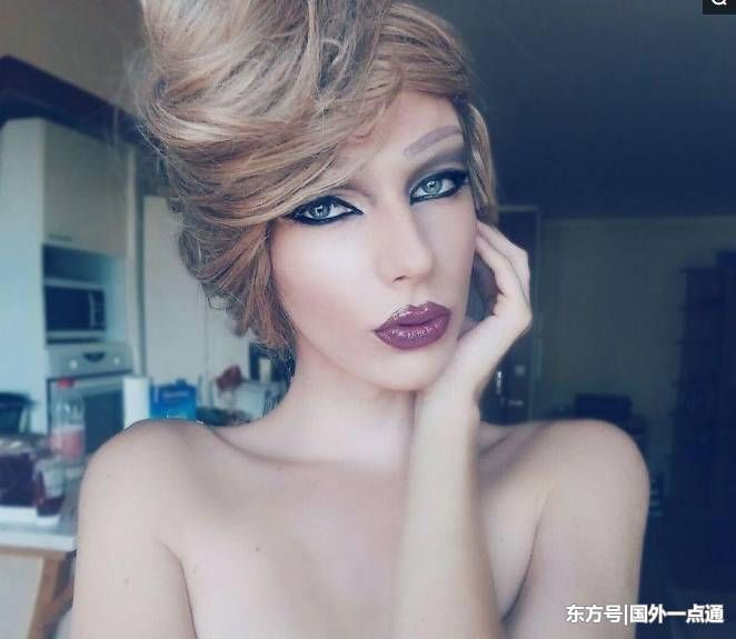 外国小伙用高超的化妆技术,从帅小子变成娇娘,只用了10分钟!