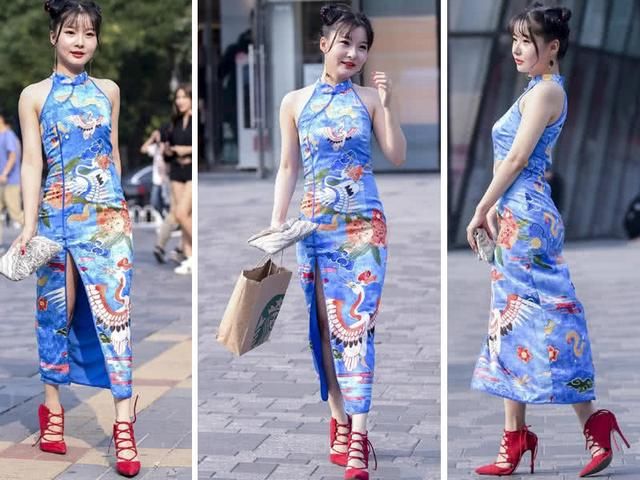 微胖美女一袭旗袍装，穿上身轻松呈现出美感，好身材一览无余!