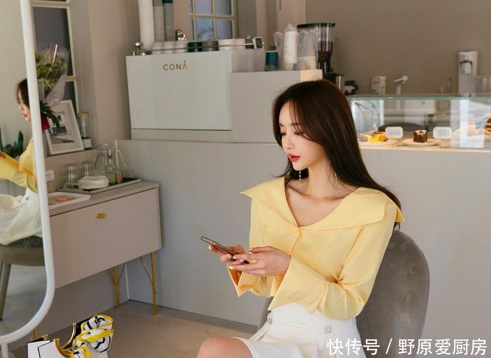  [少女]女神孙允珠，穿芒果色青春气息套裙，冰肌玉骨娇艳欲滴