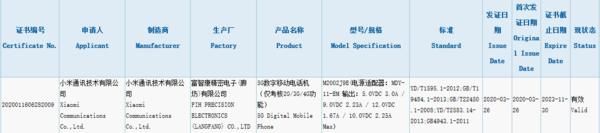  「Redmi」小米5G新机获3C认证 可能是国行版Redmi Note 9系列