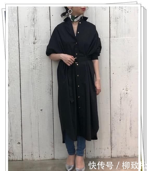  春季造型：小黑裙别乱买！黑色衬衫连衣裙才更实用，24个春季日系造型示范