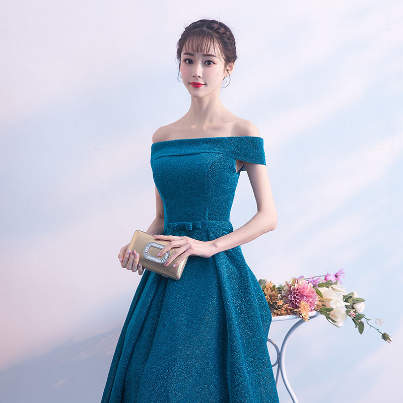 一字肩敬酒服新娘夏季2018结婚新款宴会短款红色晚礼服裙女进酒服