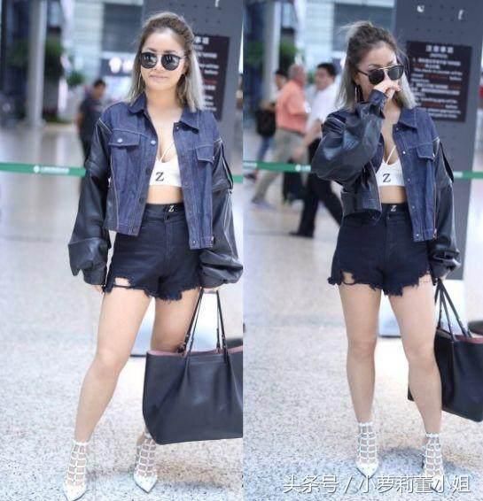 王菊真敢秀！穿拼接外套，敞怀不系扣，网友：短裤开到大腿根