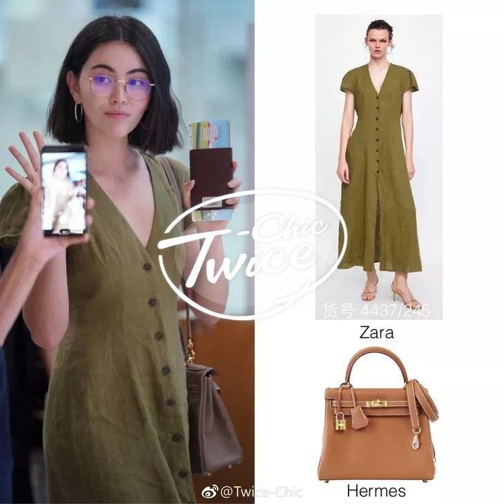 千万别学刘雯穿排扣连衣裙!