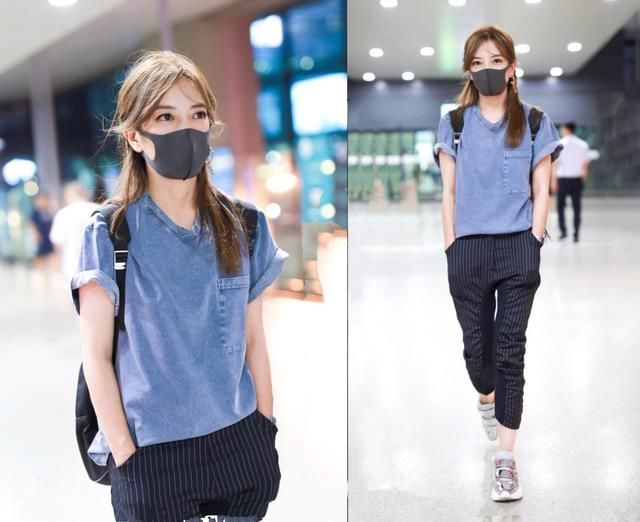 赵薇褶皱条纹裤现身，看到裤裆瞬间我瞎了，网友：身材好就行了！