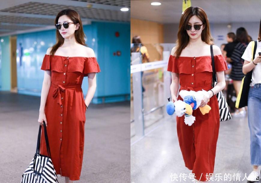 江疏影歪头甜笑太宠粉了，把平价红色长裙穿出高级感，真让人服气