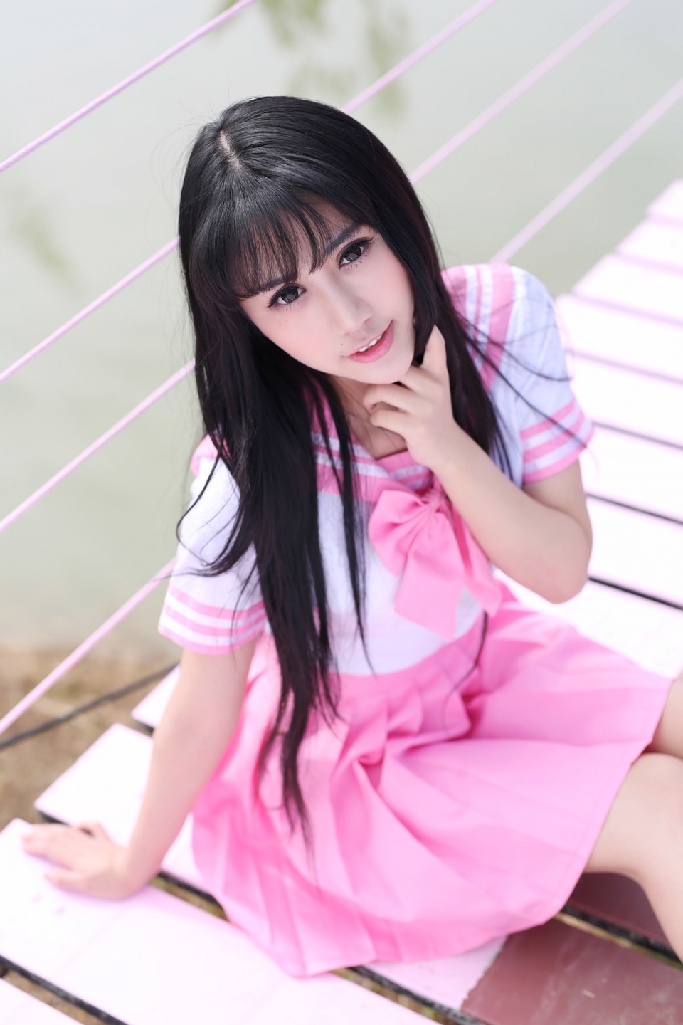  写真：青春美少女杨小青外拍写真，粉色连衣裙青！