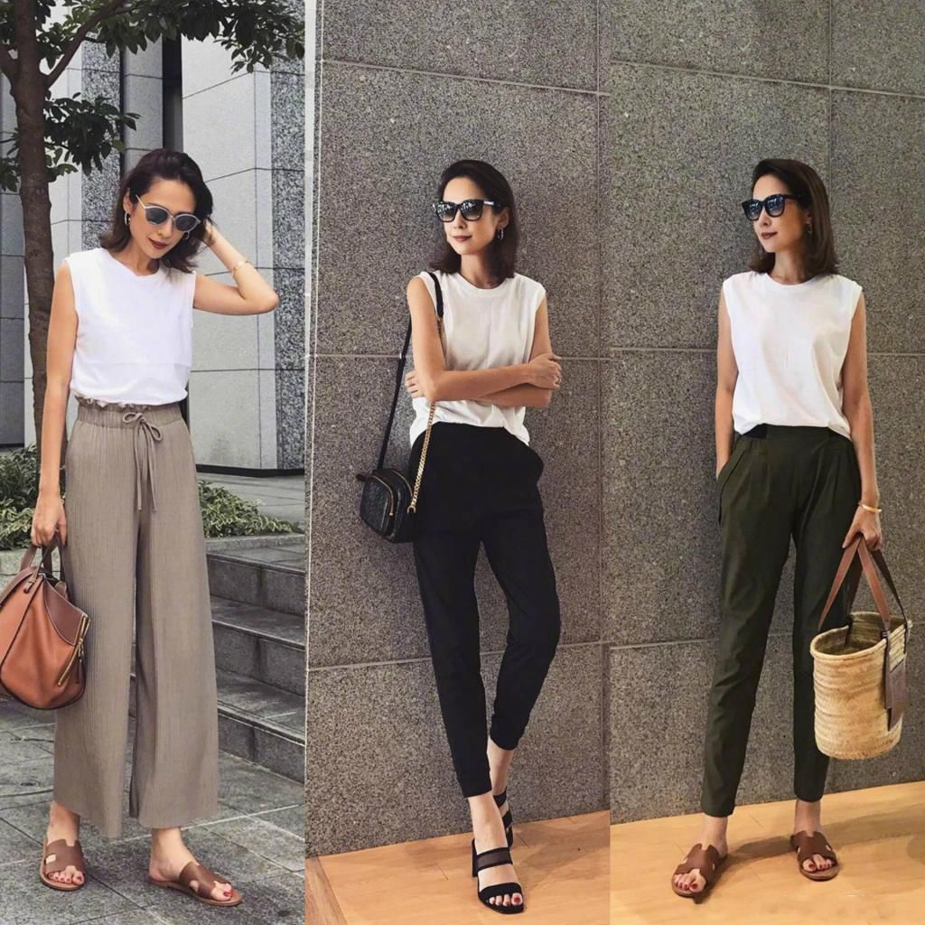  『女人』40岁女人的高级“简约风”穿搭，白T+高腰裤，穿出温柔知性美