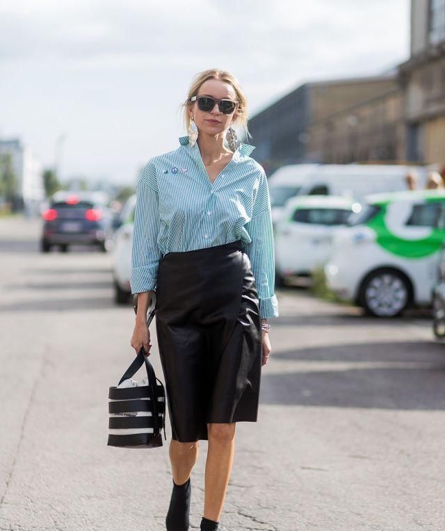 『条纹衬衫』衬衫+半裙=今春流行新穿法,时髦显高显腿长,特有范儿!