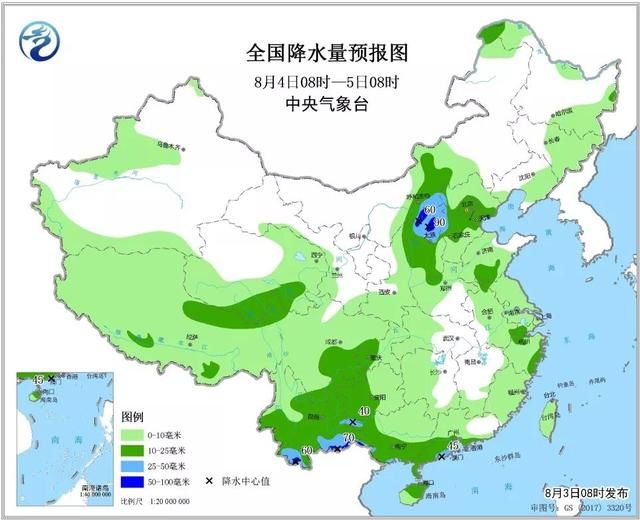 08月03日：未来三天全国天气预报