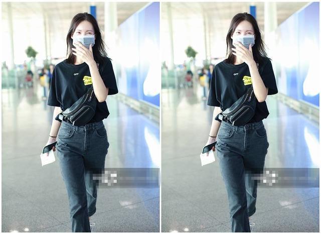 28岁金晨素颜素装像18岁,T恤背后印花成亮点,网友:邓伦没眼光