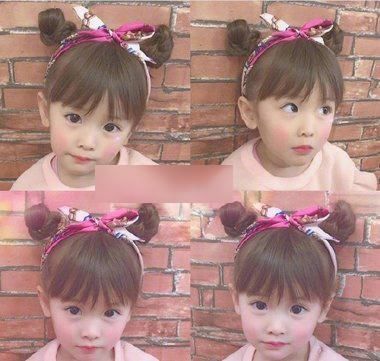 齐刘海萌萝莉发型，小学女孩中长发扎发！