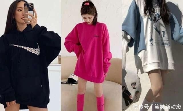  「印花图案」穿卫衣别再搭牛仔裤了，学学网红这种五五开穿法，个性又显腿长