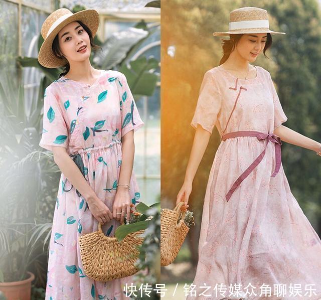  『古典美』不出意外！一条棉麻连衣裙纯净美好，春天穿上舒适又自然
