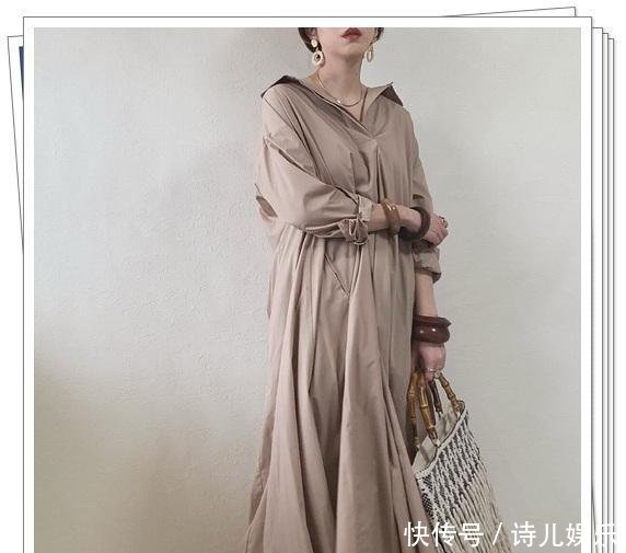  「春季造型」长款纯色连衣裙的春季穿搭look，新鲜的时尚日系风看你喜欢不