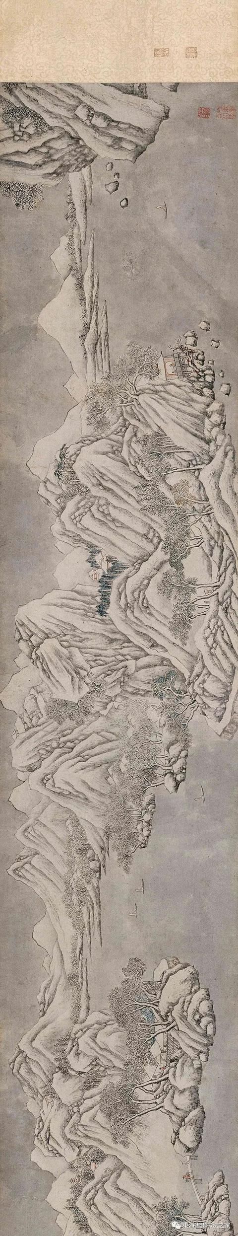  「雪诗合」明 文征明《溪山积雪图并草书雪诗合卷》