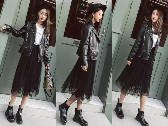 裙子+短靴，是今秋最美的穿搭！
