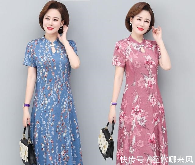  「妈妈们」简约时髦的休闲时尚妈妈连衣裙，穿在身上，度假出游超美