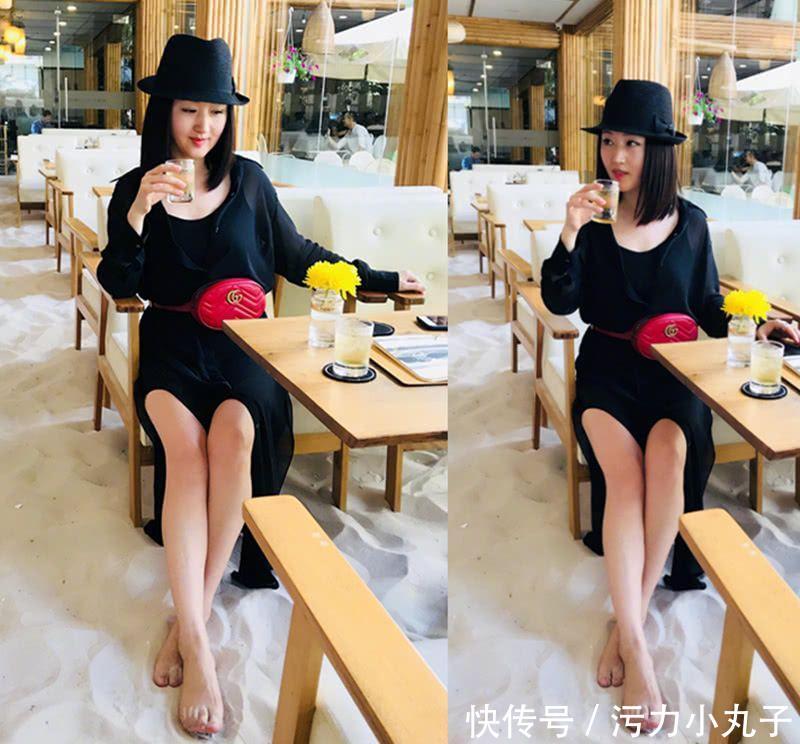 杨钰莹赤脚短裙晒美腿，似18少女，网友：腿粗也好意思晒？