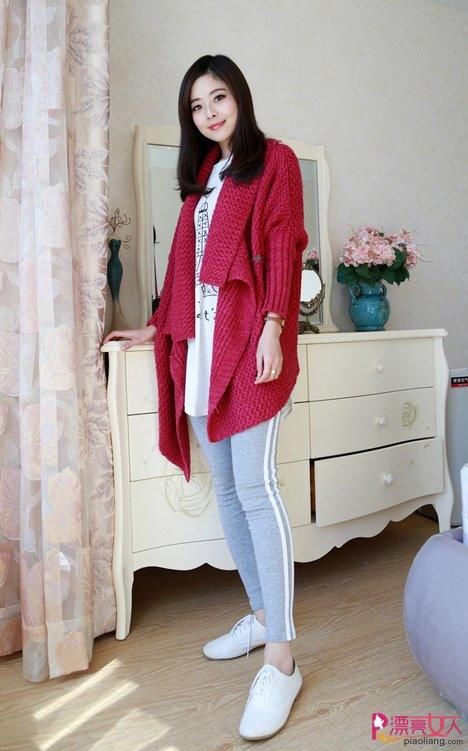  紧身裤@【尚】长毛衣外套搭配紧身裤 提升人气的装扮