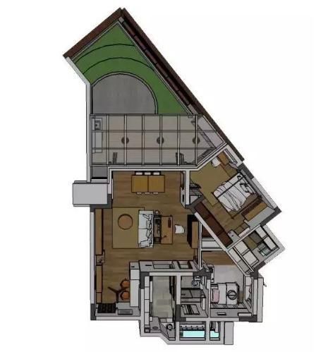 #小别墅#48㎡奇葩小户型,男主不仅整了小院,还设计出2室小别墅的既视感