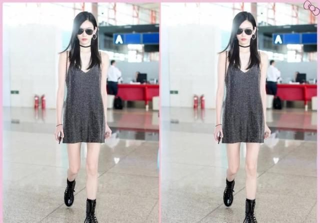 韩雪一件蓝色开叉雪纺长裙清新有气质,比奚梦瑶还性感的是她了