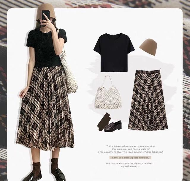  气质@经典格子的搭配合集，少女气质超减龄，用简单几步完成时尚任务